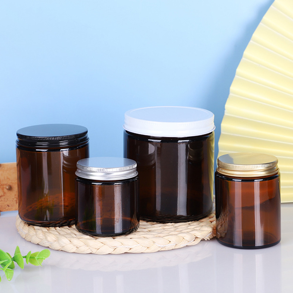 Amber Jar Candle - 250 ml brązowy i bursztynowy okrągły