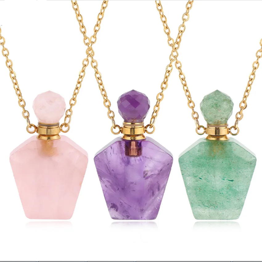 Diffuser Necklace Locket - Naturalny Kryształowy Naszyjnik z Zawieszką w