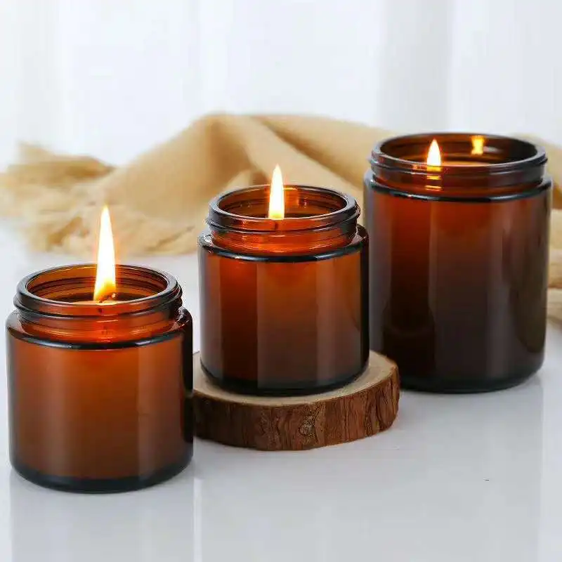 Amber Jar Candle - 6 szt. 100/250 ml bursztynowych szklanych