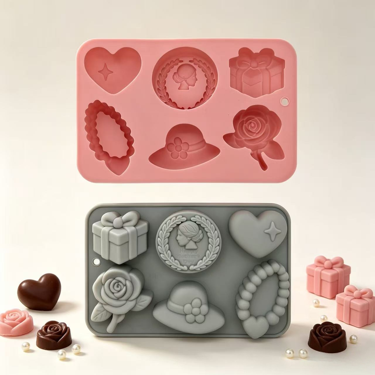 Home Fragrance Rose - Forma silikonowa 6-gniazdowa w kształcie damskiego