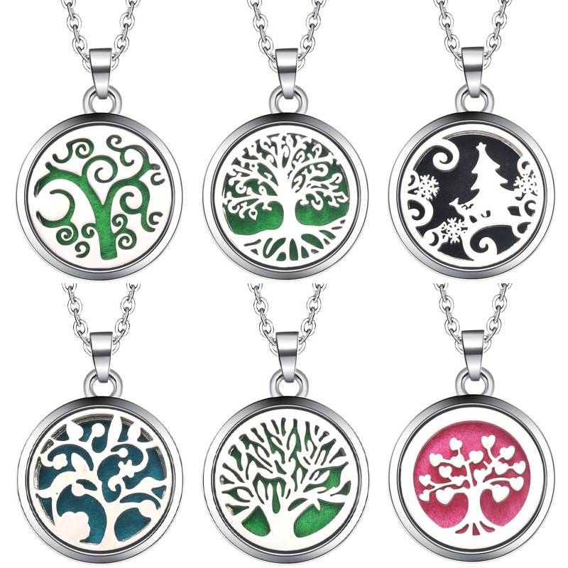 Diffuser Necklace Locket - Drzewo życia aromat pudełko na naszyjnik