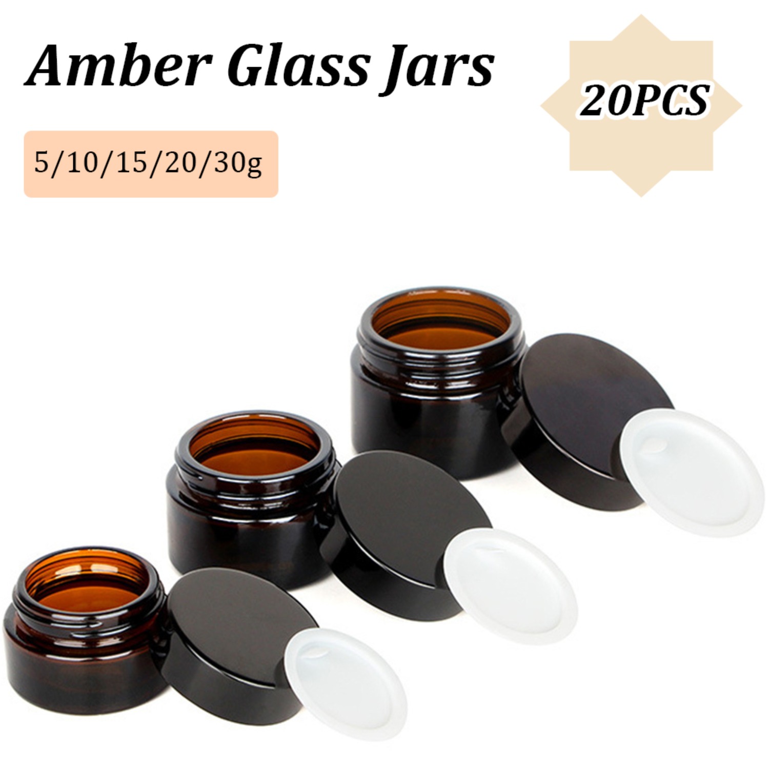 Amber Jar Candle - 20 SZTUK małych bursztynowych szklanych słoików
