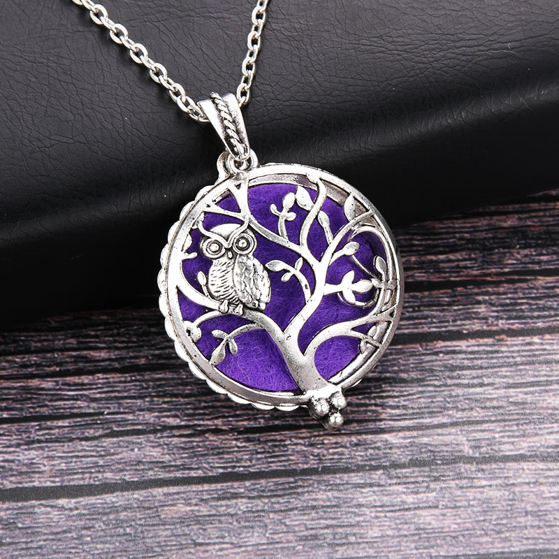 Diffuser Necklace Locket - 1 szt. Drzewo sowy Vintage aromaterapia