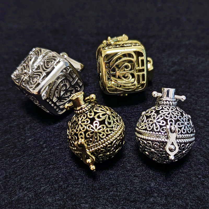 Vintage mosiądz piłka pusta w  – Diffuser Necklace Locket recenzja i cena