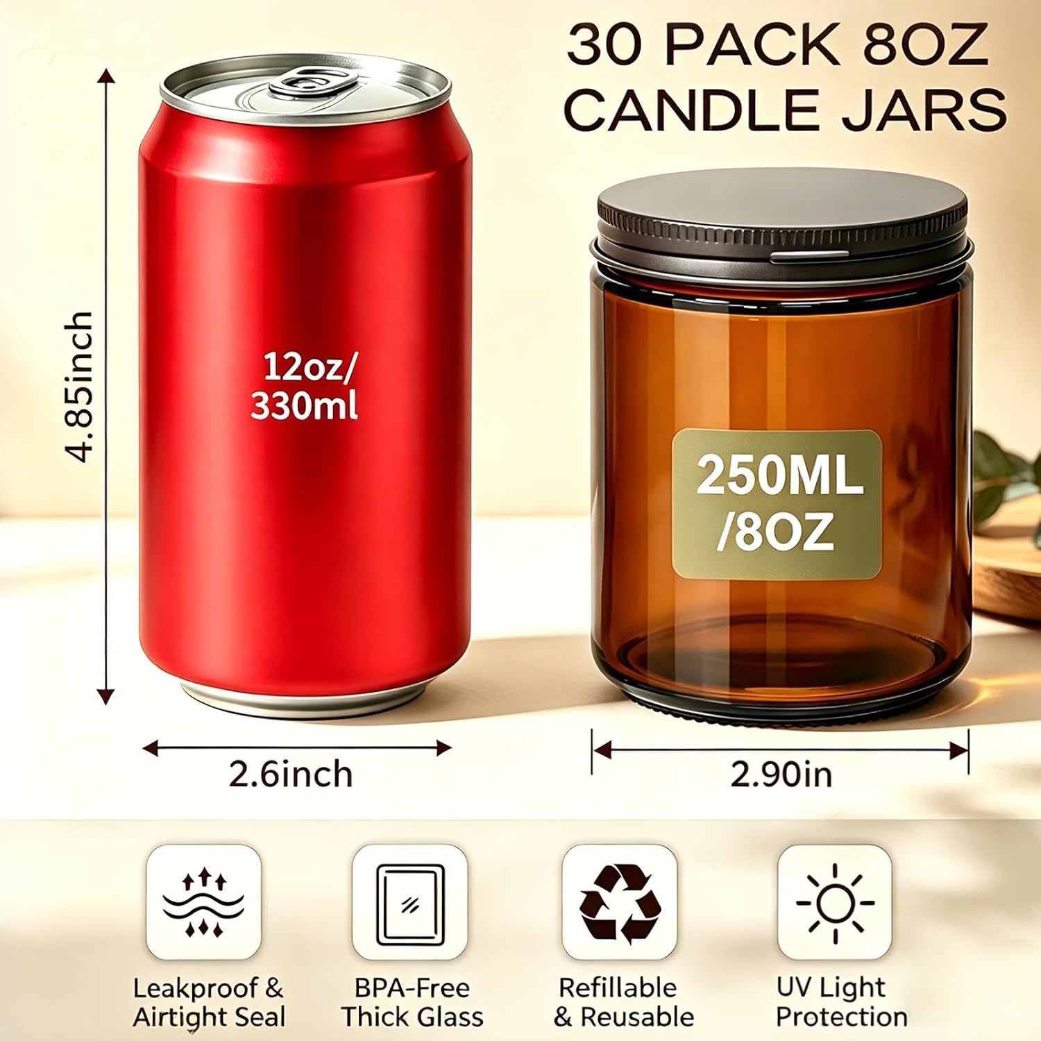 30 sztuk szklanych słoików w k – Amber Jar Candle recenzja i cena